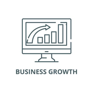 İş büyüme hattı simgesi, vektör. İş büyüme anahat işareti, kavramı sembolü, düz illüstrasyon