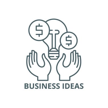 İş fikirleri çizgi simgesi, vektör. İş fikirleri anahat işareti, kavramı sembolü, düz illüstrasyon