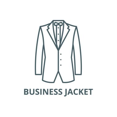 İş ceketi çizgi simgesi, vektör. İş ceketi anahat işareti, konsept sembolü, düz illüstrasyon