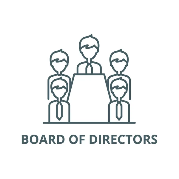 Junta de directores icono de línea, vector. Consejo de Administración esquema signo, símbolo de concepto, ilustración plana — Vector de stock