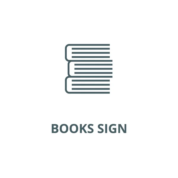 Books sign line icon, vector. Books sign outline sign, concept symbol, flat illustration — Stock Vector