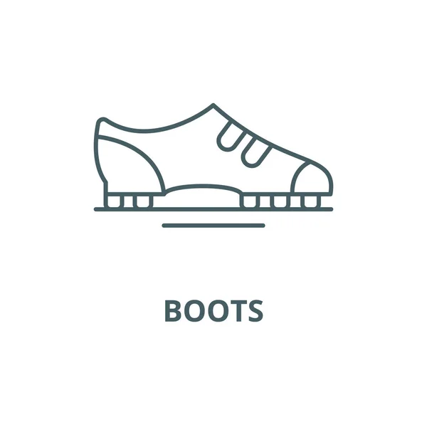 Botas ícone de linha, vetor. Sinal de esboço de botas, símbolo de conceito, ilustração plana — Vetor de Stock