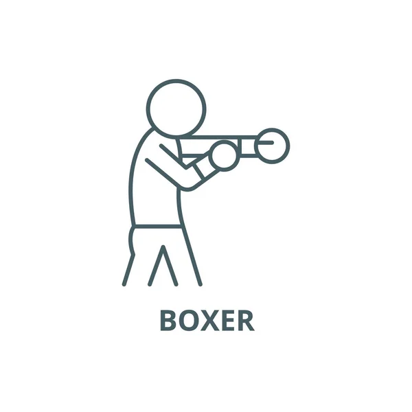 Boxer lijn icoon, Vector. Boxer schets teken, concept symbool, platte illustratie — Stockvector