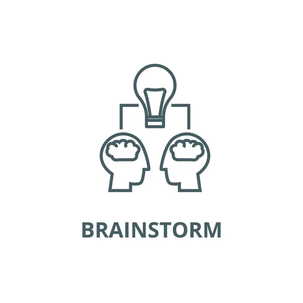 Ilustração de brainstorm, ícone de linha, vetor. Ilustração do brainstorm, sinal do esboço, símbolo do conceito, ilustração lisa — Vetor de Stock