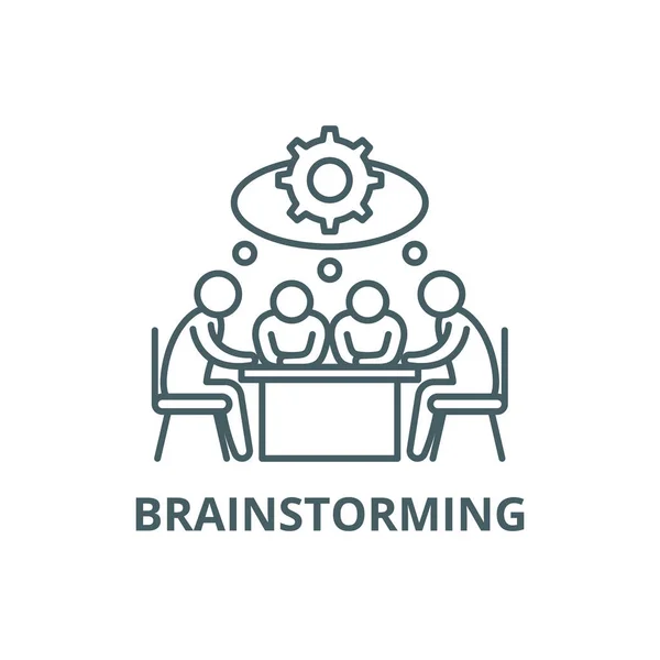 Ícone de linha de brainstorming, vetor. Brainstorming sinal esboço, símbolo conceito, ilustração plana — Vetor de Stock