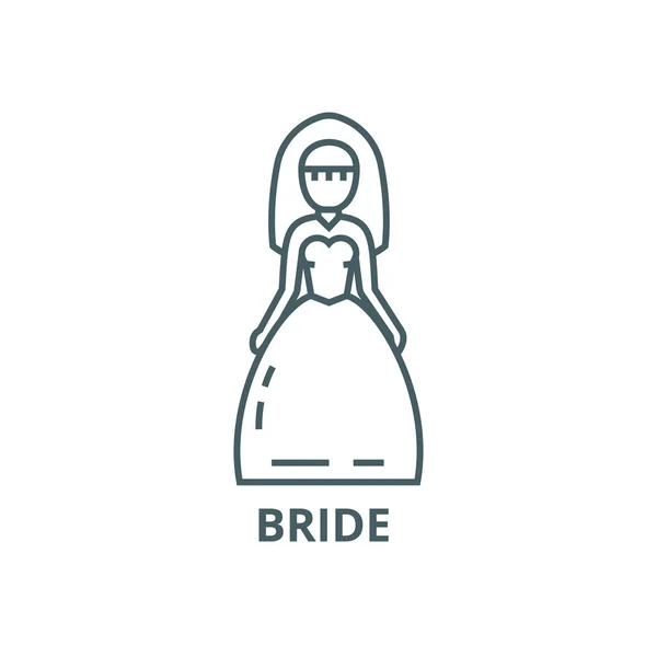 Icône de ligne de signe de mariée, vecteur. Bride signe contour signe, concept symbole, illustration plate — Image vectorielle