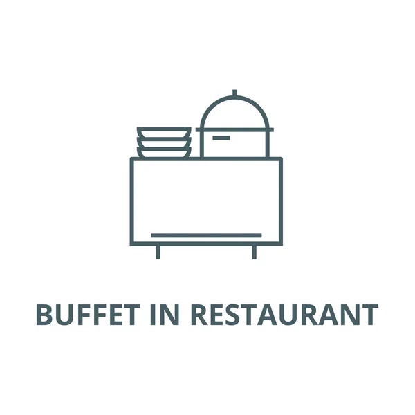 Buffet in restaurant line icon, vector. Buffet in restaurant outline sign, concept symbol, flat illustration — Stock Vector