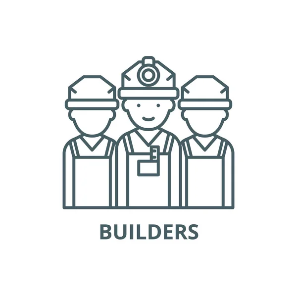 Icona della linea dei costruttori, vettore. Costruttori segno di contorno, simbolo di concetto, illustrazione piatta — Vettoriale Stock