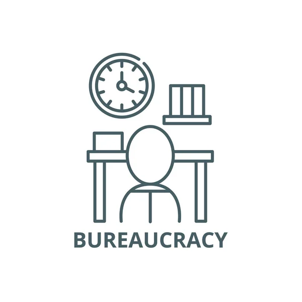 Byråkrati linje ikon, vektor. Byråkrati skissera undertecknar, begrepps symbol, Lägenhet illustration — Stock vektor