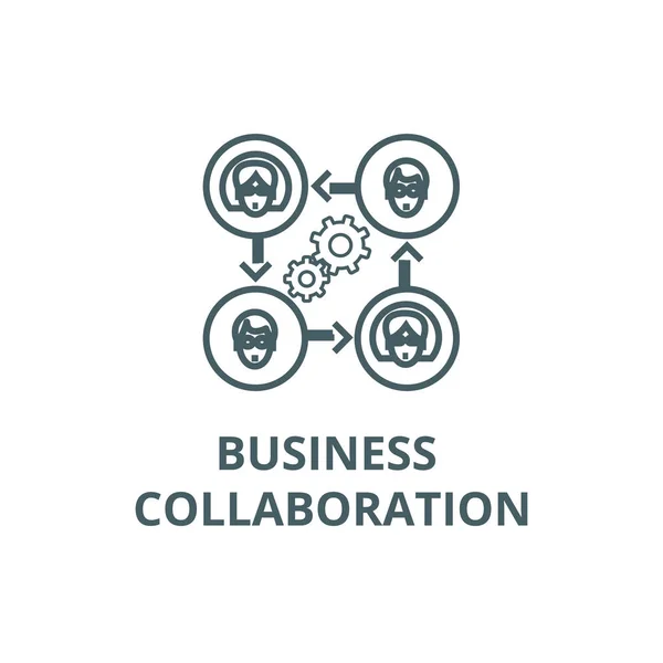 Business Collaboration Line Symbol, Vektor. Geschäftszusammenarbeit Umriss Zeichen, Konzept Symbol, flache Abbildung — Stockvektor