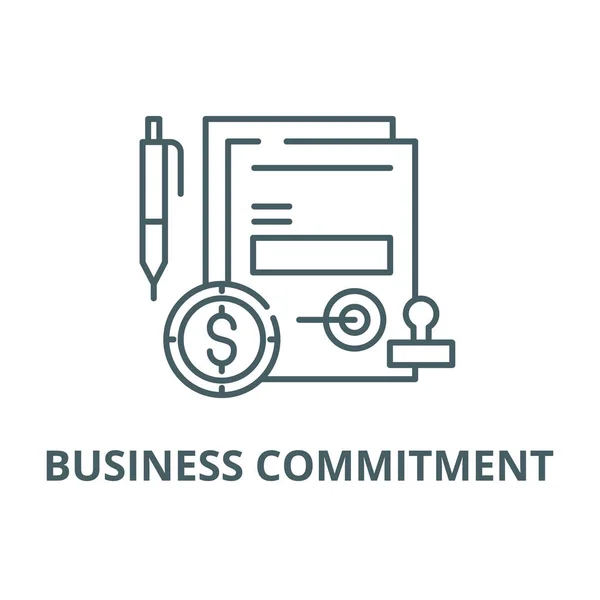 Business commitment line icoon, Vector. Zakelijk engagement schets teken, concept symbool, platte illustratie — Stockvector