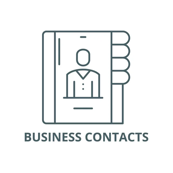Ikona linii kontaktów biznesowych, wektor. Kontakty biznesowe znak konspektu, symbol koncepcyjny, płaska ilustracja — Wektor stockowy