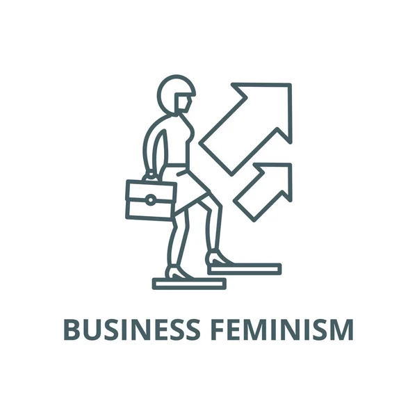 Είδωλο γραμμής επιχειρηματικού φεμινισμού, διάνυσμα. Σημάδι διάρθρωσης επιχειρηματικού φεμινισμού, σύμβολο αντίληψης, επίπεδη απεικόνιση — Διανυσματικό Αρχείο