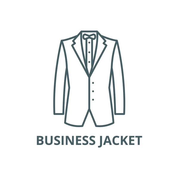 Ícone de linha jaqueta de negócios, vetor. Sinal de esboço de jaqueta de negócios, símbolo de conceito, ilustração plana — Vetor de Stock