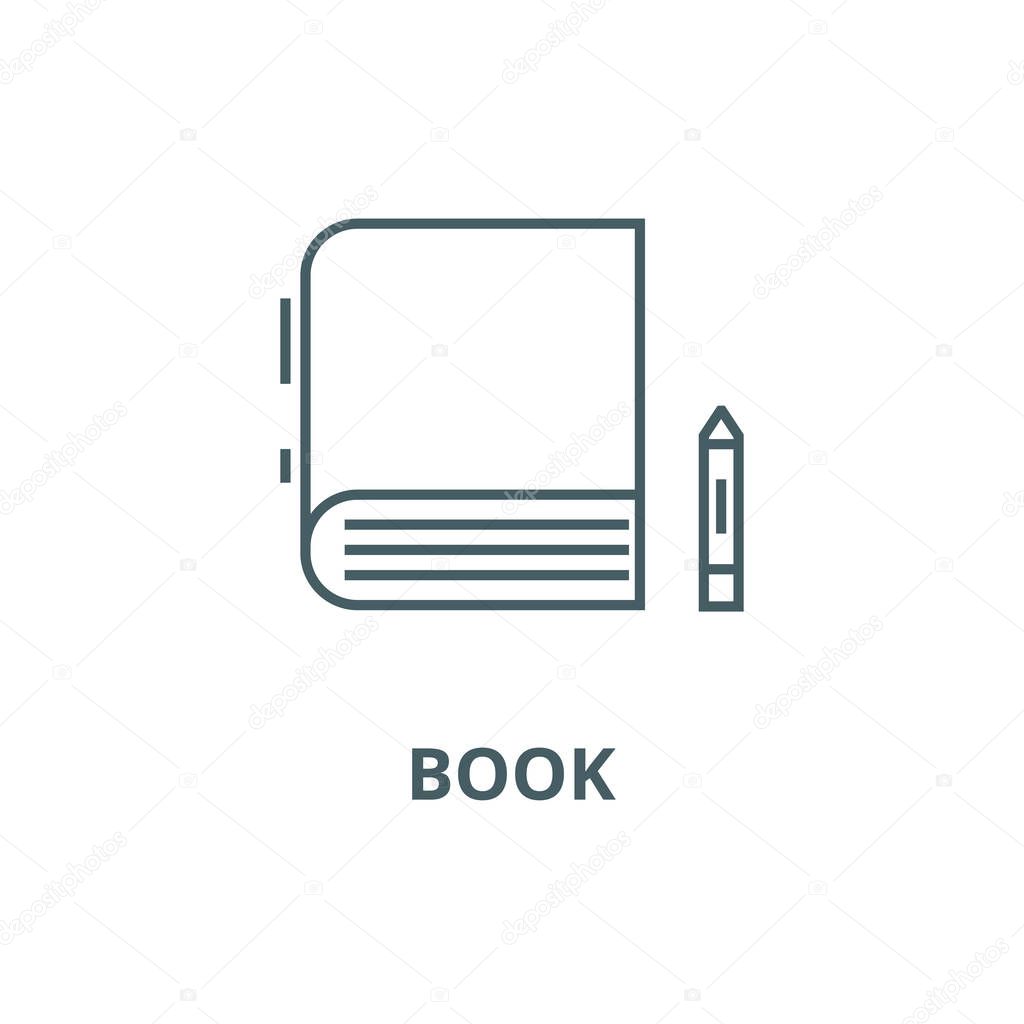 Book line icon, vector. Book outline sign, concept symbol, flat illustration