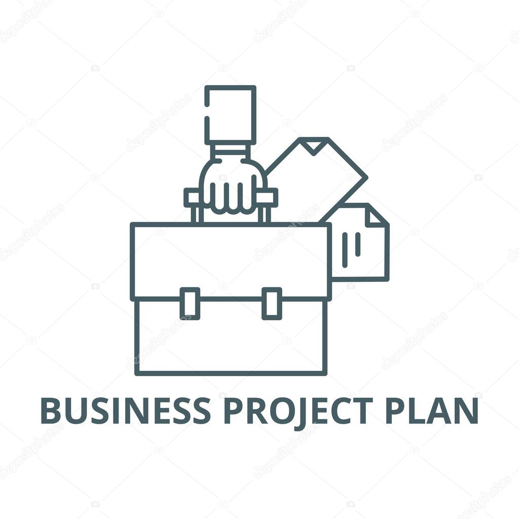 Business project plan line icon, vector. Business project plan outline sign, concept symbol, flat illustration