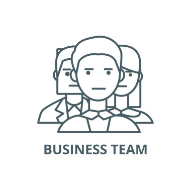 İş ekibi imza satırı simgesi, vektör. İş ekibi işareti anahat işareti, kavram sembolü, düz illüstrasyon