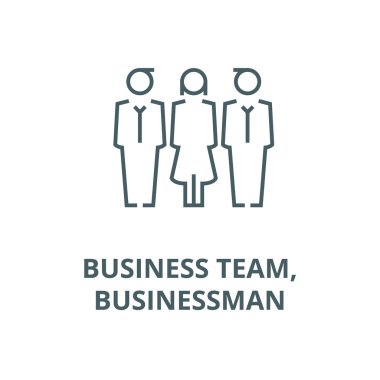 İş ekibi, işadamı, hat simgesi, vector. İş ekibi, işadamı, anahat işareti, konsept sembolü, düz illüstrasyon