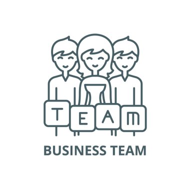 İş ekibi çizgi simgesi, vector. İş ekibi anahat işareti, konsept sembolü, düz illüstrasyon