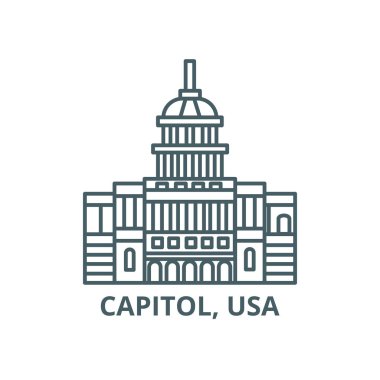 Capitol, ABD hattı simgesi, vektör. Capitol, ABD anahat işareti, kavramı sembolü, düz illüstrasyon