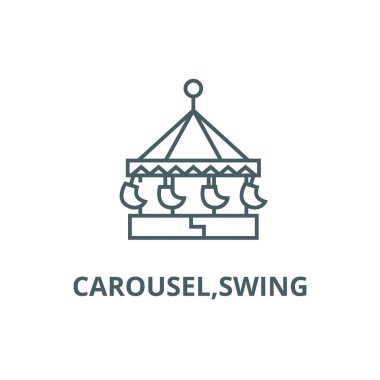Carousel, salıncak çizgi simgesi, vektör. Carousel, salıncak anahat işareti, kavramı sembolü, düz illüstrasyon