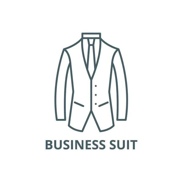 Icono de línea de traje de negocios, vector. Bosquejo de traje de negocios signo, símbolo de concepto, ilustración plana — Vector de stock