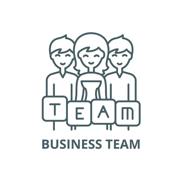 Icono de línea de equipo de negocios, vector. Equipo de negocios signo de contorno, símbolo de concepto, ilustración plana — Vector de stock