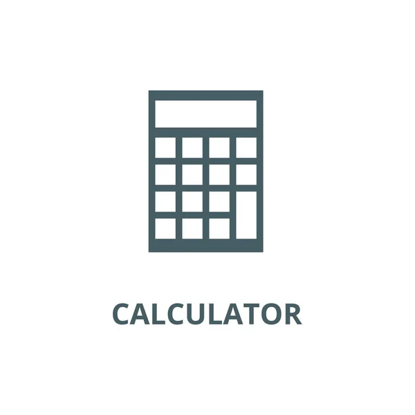 Icona della linea di illustrazione del calcolatore, vettore. Calcolatrice illustrazione segno contorno, simbolo del concetto, illustrazione piatta — Vettoriale Stock