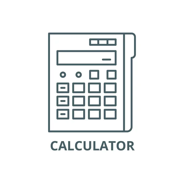 Icona della linea del calcolatore, vettore. Calcolatrice segno di contorno, simbolo di concetto, illustrazione piatta — Vettoriale Stock
