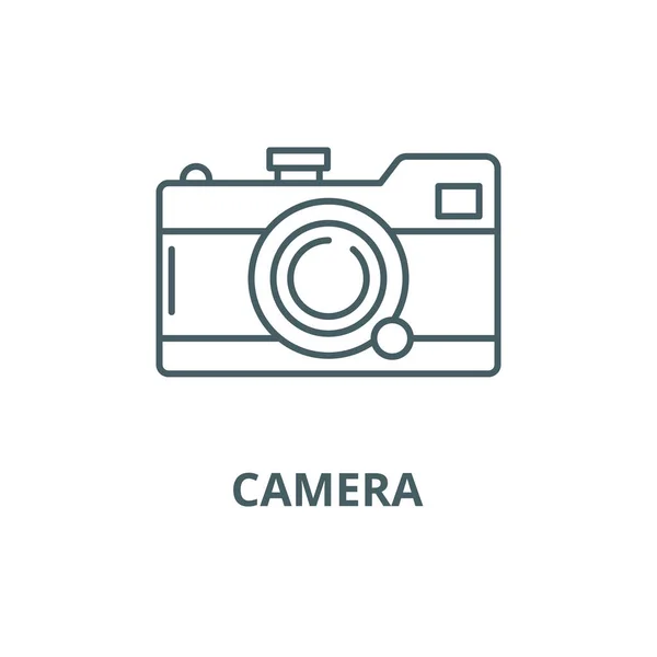 Camera line icon, vector. Camera outline sign, concept symbol, flat illustration — Stock Vector