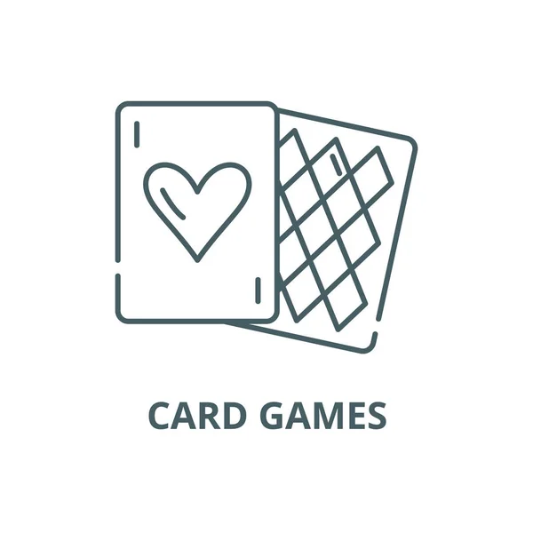 Kartenspiele Linie Symbol, Vektor. Kartenspiele umreißen Schild, Konzeptsymbol, flache Illustration — Stockvektor