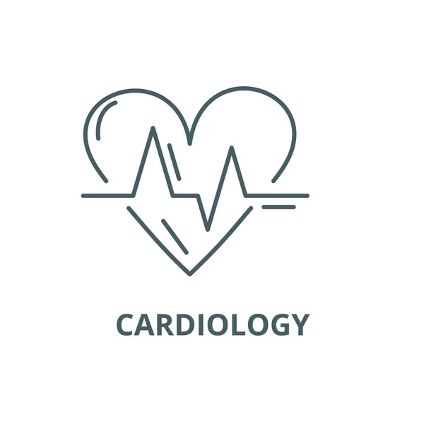 Kardiologi linje ikon, vektor. Kardiologi kontur tecken, koncept symbol, platt illustration — Stock vektor