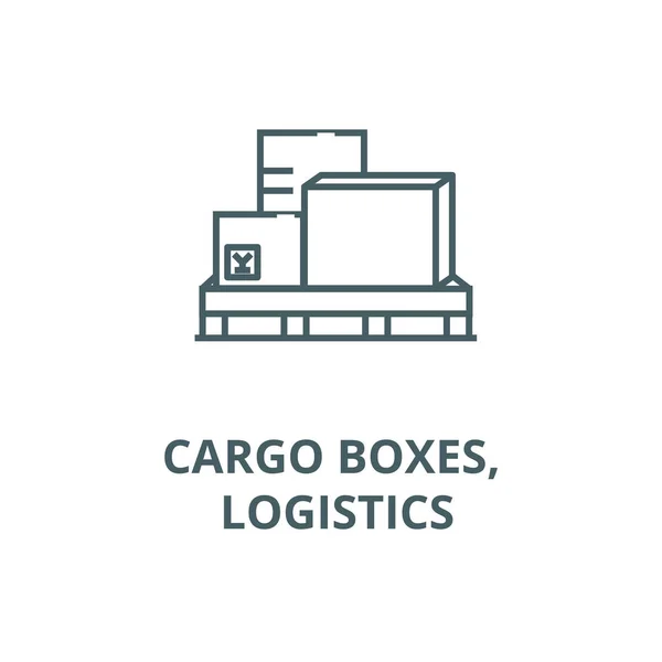Cajas de carga, icono de línea logística, vector. Cajas de carga, signo de esquema logístico, símbolo conceptual, ilustración plana — Vector de stock