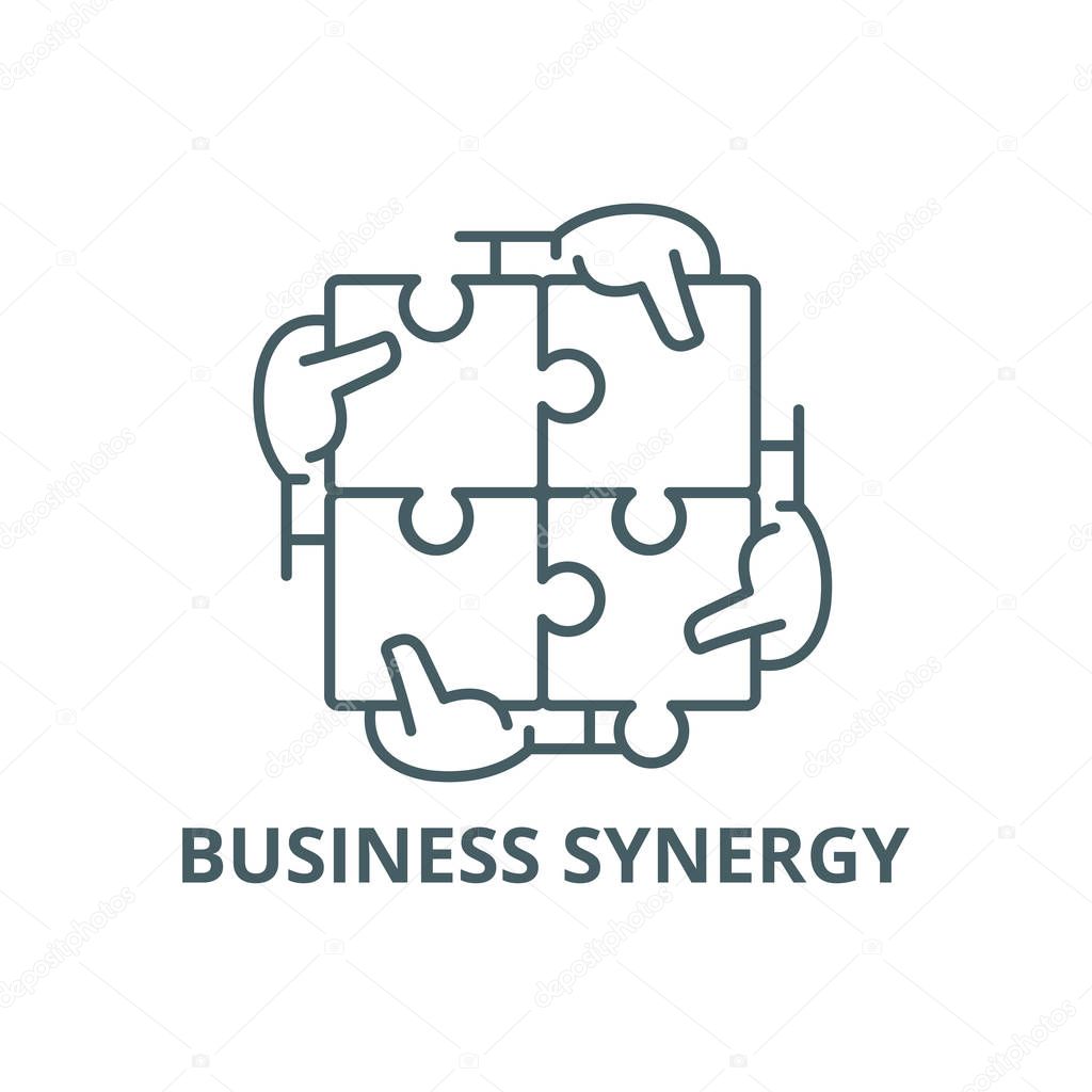 Business synergy line icon, vector. Business synergy outline sign, concept symbol, illustration