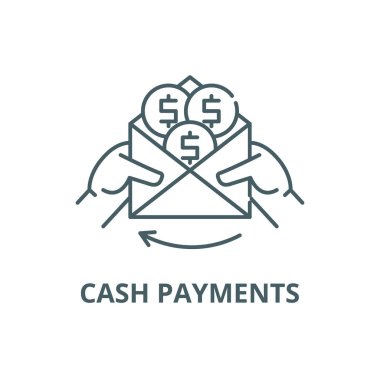 Nakit ödeme satırı simgesi, vektör. Nakit ödemeler anahat işareti, kavram sembolü, düz illüstrasyon