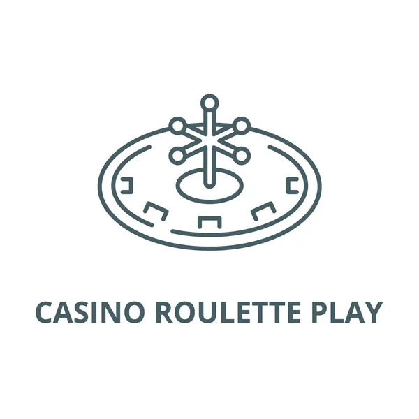 Casino roulette icona della linea di gioco, vettore. Casino roulette gioco segno contorno, simbolo del concetto, illustrazione piatta — Vettoriale Stock