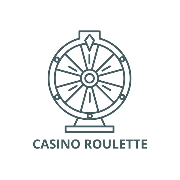 Casino línea de ruleta icono, vector. Esquema de la ruleta del casino signo, símbolo del concepto, ilustración plana — Vector de stock