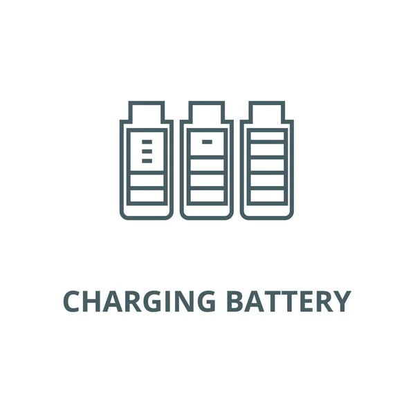 Icône de ligne de batterie de charge, vecteur. Signe de contour de batterie de charge, symbole de concept, illustration plate — Image vectorielle