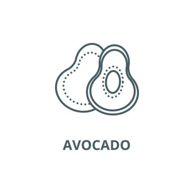 Avokado çizgi simgesi, vektör. Avokado anahat işareti, konsept sembolü, düz illüstrasyon