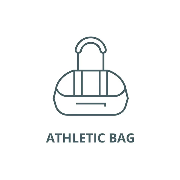 Icona della linea della borsa atletica, vettore. Segno di contorno borsa atletica, simbolo di concetto, illustrazione piatta — Vettoriale Stock