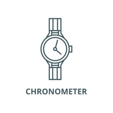 Kronometre çizgi simgesi, vektör. Kronometre anahat işareti, kavram sembolü, düz illüstrasyon