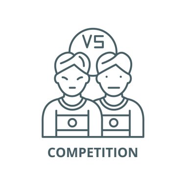 Yarışma hattı simgesi, vektör. Yarışma anahat işareti, konsept sembolü, düz illüstrasyon