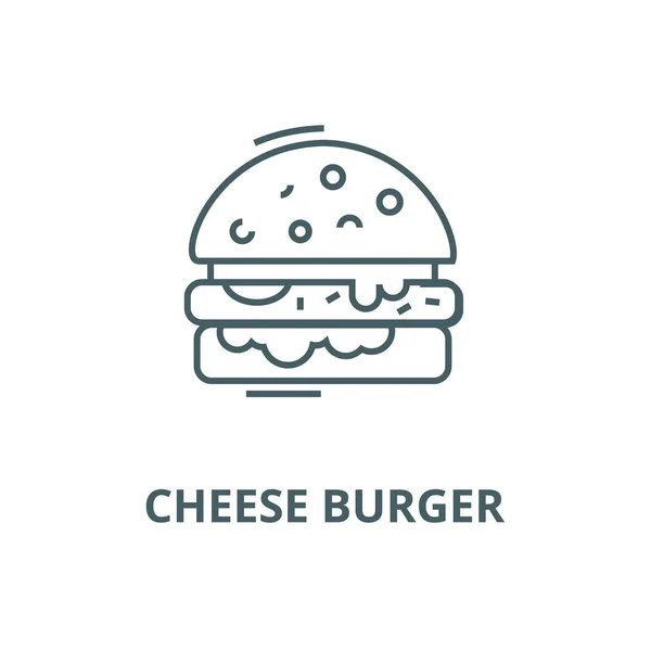 Hamburguesa de queso icono de la línea, vector. signo de contorno de hamburguesa de queso, símbolo de concepto, ilustración plana — Archivo Imágenes Vectoriales