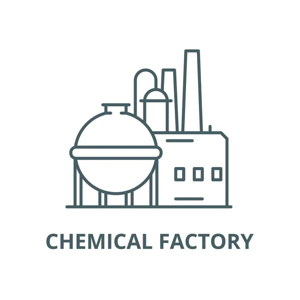 Kemisk fabrik linje ikon, vektor. Kemisk fabriks kon tur skylt, koncept symbol, platt illustration — Stock vektor