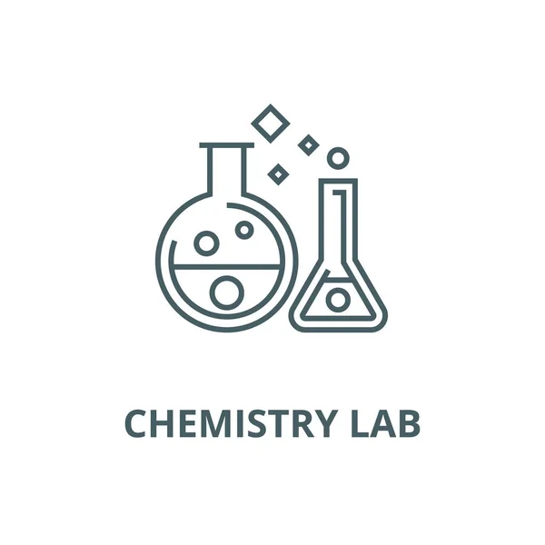 Химическая лаборатория, иконка экспериментальной линии, вектор. Химическая лаборатория, очертания экспериментов, символ концепции, плоская иллюстрация — стоковый вектор