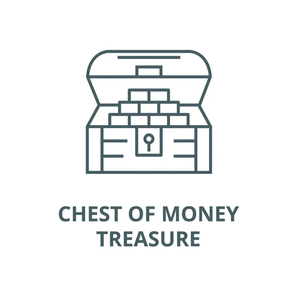 Chest of money,treasure line icon, vector. Chest of money,treasure outline sign, concept symbol, flat illustration — Stock Vector