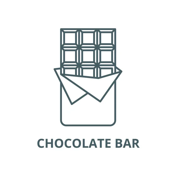 Значок линии шоколада, вектор. Набросок контура шоколадной плитки, символ концепции, плоская иллюстрация — стоковый вектор