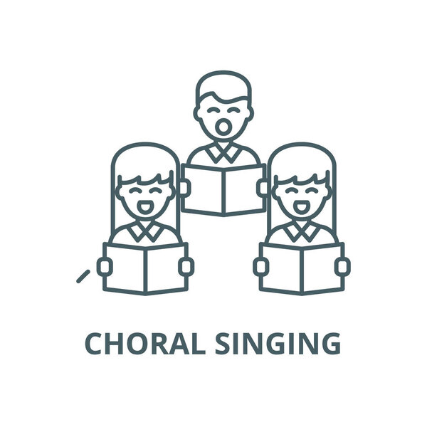 Choral singing line icon, vector. Choral singing outline sign, concept symbol, flat illustration