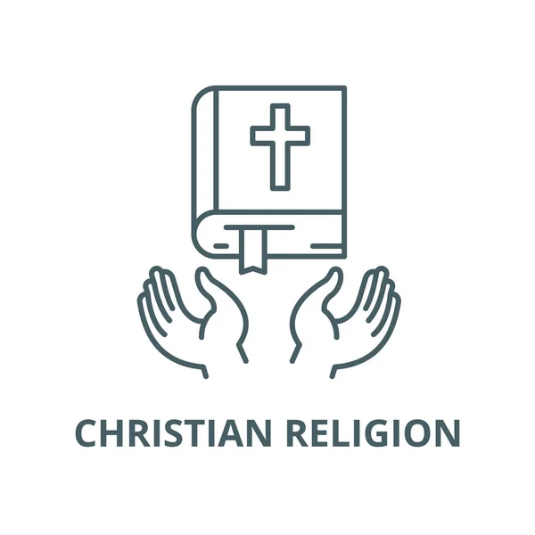 Christelijke religie lijn icoon, Vector. Christelijk godsdienst overzichts teken, concept symbool, vlakke illustratie — Stockvector