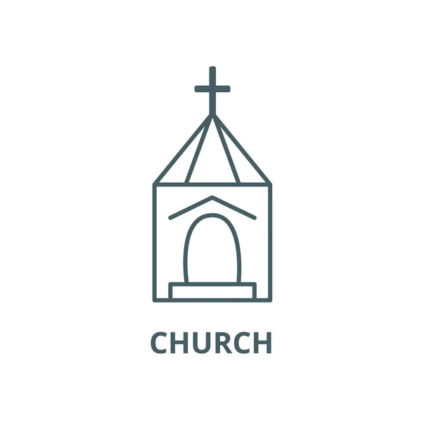 Kerk, trouw lijn icoon, Vector. Kerk, bruiloft schets teken, concept symbool, platte illustratie — Stockvector